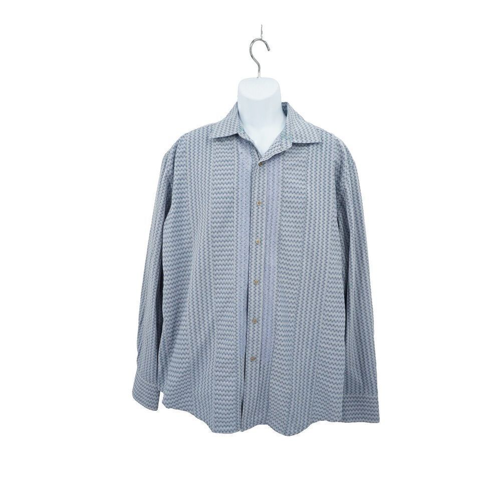 Robert Graham Maclean Button Down Shirt Men's 2XL XXL Embroidered Geometric Blue